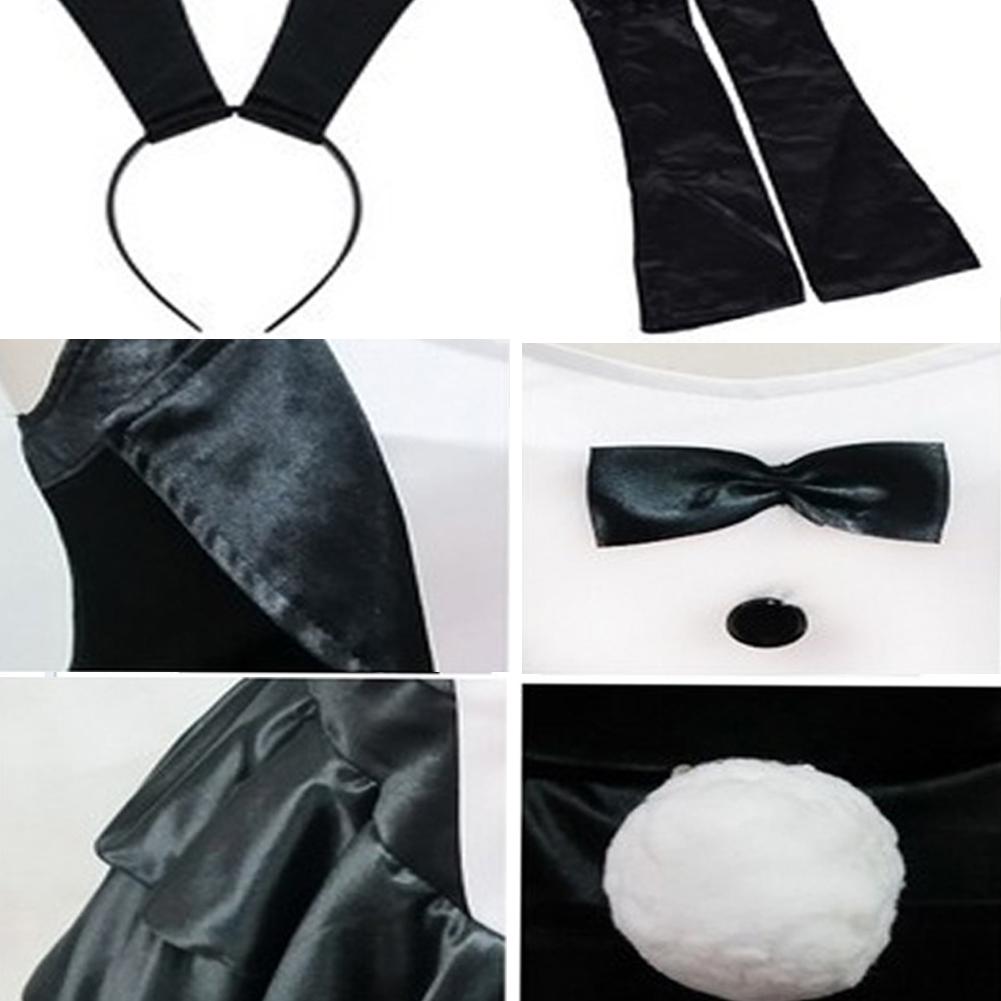 Игривый костюм кролика-смокинга с платьем, перчатками и повязкой на голову для косплея и Хэллоуина