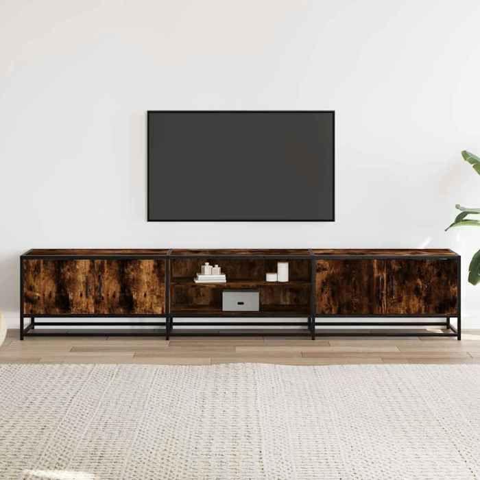 VidaXL Meuble TV chêne fumé 210x35x41 cm bois d'ingénierie, support TV, buffet TV, meuble multimédia, banc TV, meuble hifi, 3300782