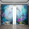 2PC Home Decoration Curtains, Ocean World With Rod Pocket Curtains, Suitable For Kitchens, Cafes, Living Rooms, Balconies