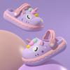 Детские тапочки для девочек-единорогов, летние тапочки для принцессы, милые мультяшные детские тапочки для дома, нескользящие тапочки для девочек с отверстиями
