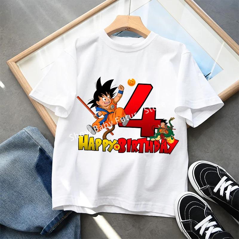 Футболка Dragon Ball Goku Летняя Белая Детская С Короткими Рукавами Хлопковая Одежда Мультяшное Аниме Детская Каваи Милая Подарки Дышащая Мягкая