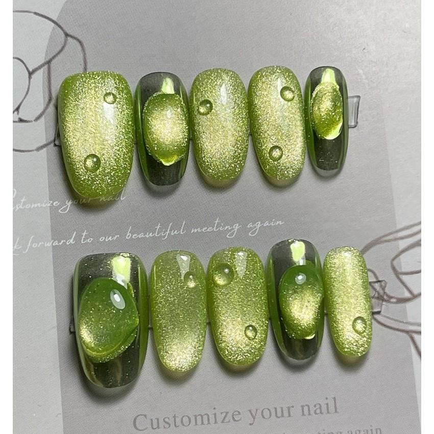 Искусственные ногти ручной работы, синее волшебное звездное небо, кошачий глаз, фототерапевтические ногти, накладные ногти, многоразовые и съемные ногти