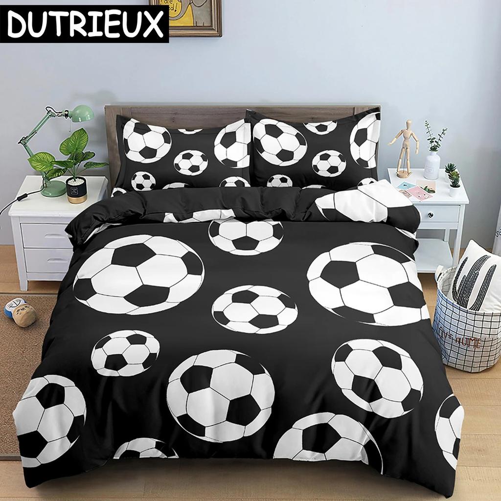 3D Football Duvet Cover Double Queen Full Bedding Set 23pcs Quilt Cover With Zipper Closure King Size Polyester Comforter Cover