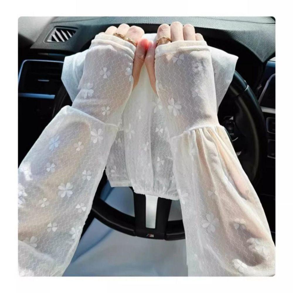 Lace Sunscreen Sleeve Loose Ice Silk Cooling Arm Sleeve Fashion Lace Arm Sleeves  Spring Summer