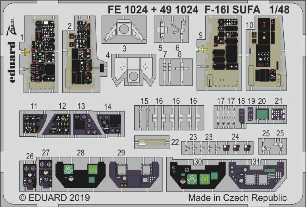 Eduard Zoom Детали из фототравления Sufa Пластиковая модель Детали набора EDUFE1024 1/48 F-16I (для Хасэгавы)