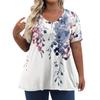 Womens Plus Size Tops Shorts Sleeve Shirts V Neck Casual Clothing Clothes Printed Tops