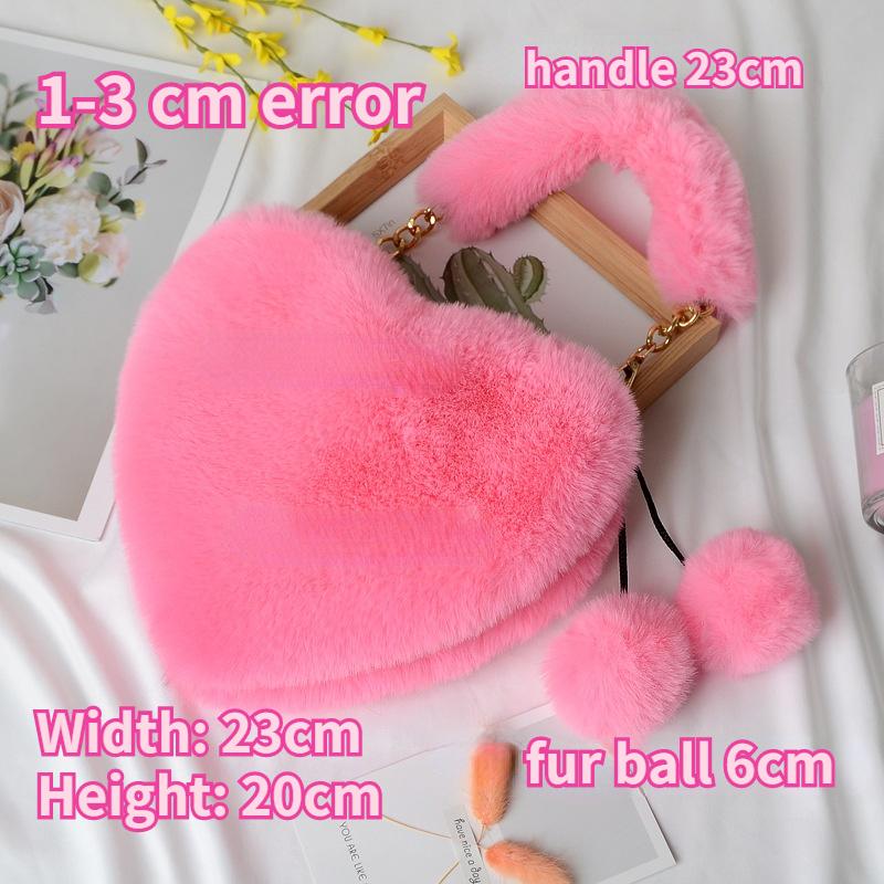 Зимние женские сумки из искусственного меха, милые плюшевые женские сумки на плечо в форме сердца, милый женский клатч, сумки-мессенджеры
