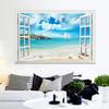 57*90cm 3D Beach Gull Hot Air Balloon False Window Wall Painting Living Room Bedroom Removable Wall Sticker Hoom Decor