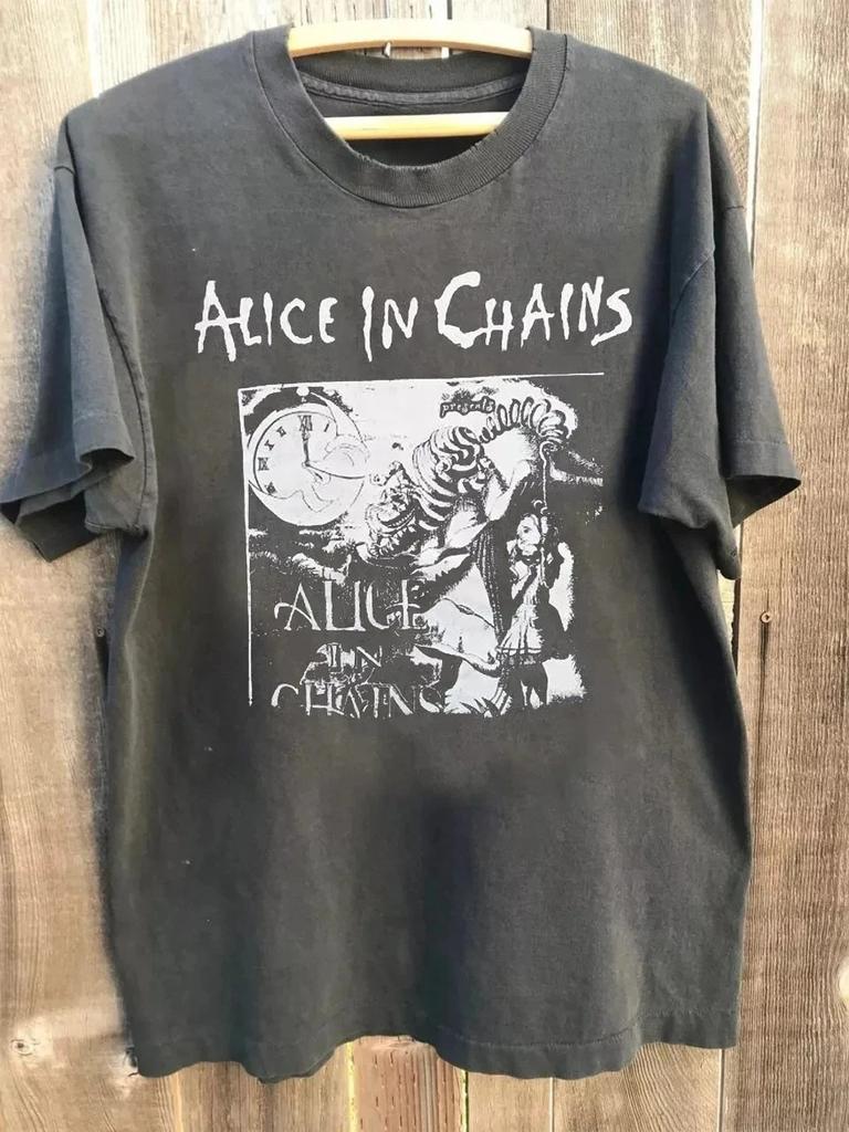 Alice In Chains Графическая футболка с коротким рукавом из хлопка, летняя, ретро, мужская, женская, повседневная, уличная одежда Y2K