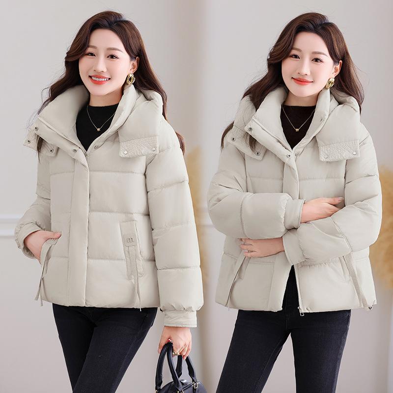 New loose cotton-padded jacket, small short mother outfit, hooded loose and thin bread jacket