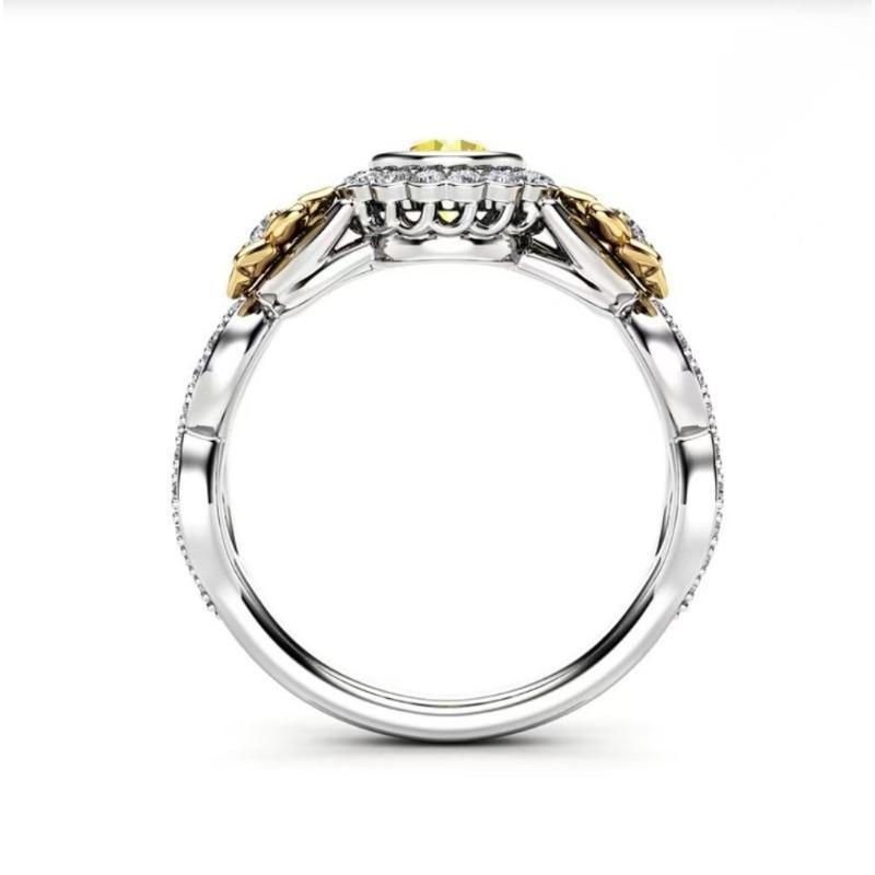 Женское кольцо с подсолнухом Двухцветные ювелирные изделия с подсолнухами