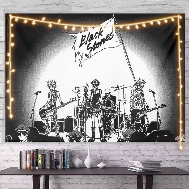 Nana Punk Rock Black Pink Anime Collage Tapestry Wall Hanging Art Decor for Bedroom Otaku Cozy Study Space Decor