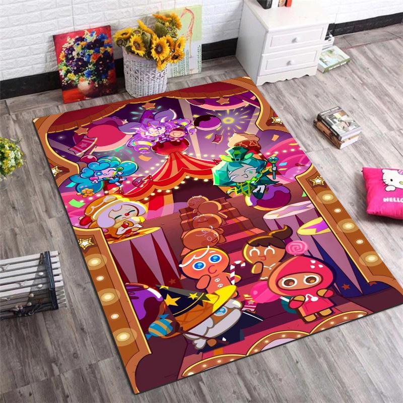 Ковер для пола Cookie Run Kingdom Circus Area Rug, Мультяшные персонажи-печеньки, Нескользящий коврик для пола