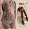 Sexy suspender skirt skin-penetrating shining metal chain dress one-piece uniform fun set
