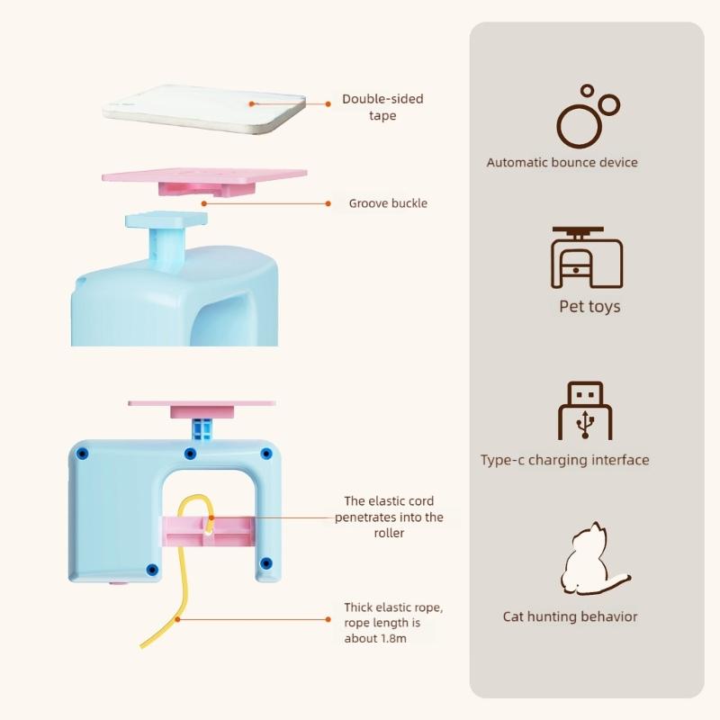 Cats Interactive Teaser Toy with Bouncing Elevating for Felines Cats Plaything Gift for Indoor Felines