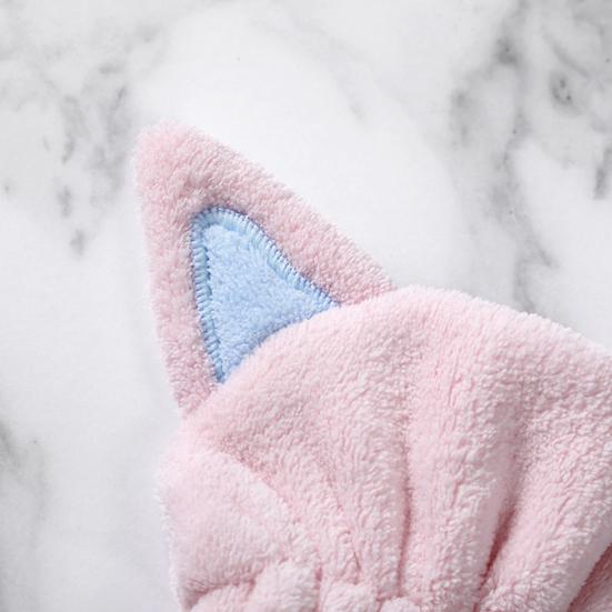 Устойчивая к выцветанию эластичная шапочка для сушки волос из кораллового флиса с рисунком милого кота, полотенце из микрофибры для сушки волос, шапочка для ванны