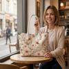 Elegant Floral Printed Large Tote Bag Fashion Casual Women Shopping Carry Handbag