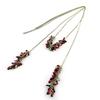 [N8269] - Red Black Silver 'Navajos' Long Necklace