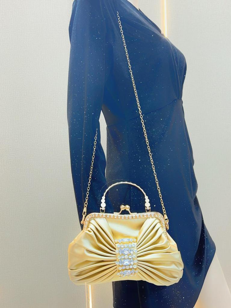 French Fairy Diamond Inlaid Banquet Bow Evening Crossbody Bag