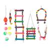 Bird Parakeet Toys Swing Hanging Standing Chewing Toy Hammock Climbing Ladder Bird Cage Colorful