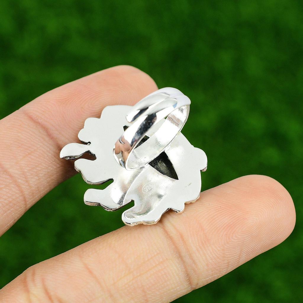 Подарок на день рождения для нее Натуральный питерсит Мульти камень Регулируемое кольцо Серебро 925 пробы