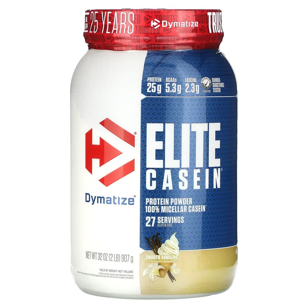 Dymatize Elite Casein, Smooth Vanilla, 2 Lb (907 G)