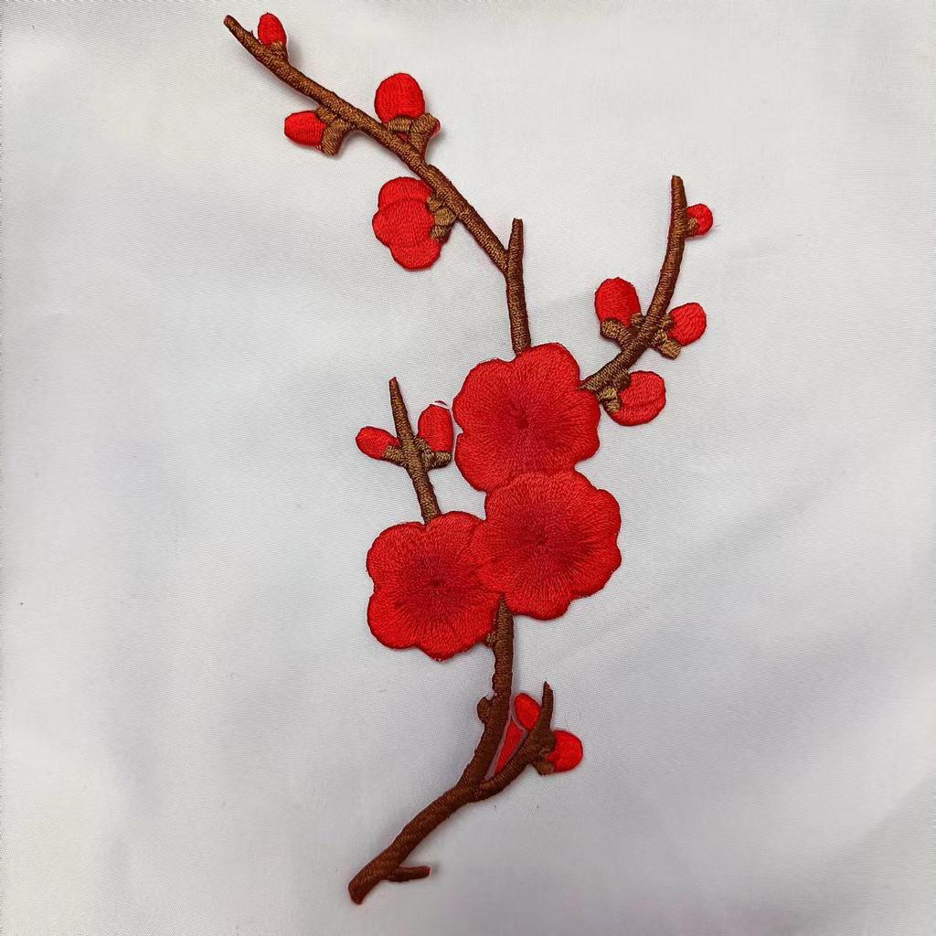 Plum Blossom Velcro Embroidery Patch: Handmade DIY Clothing Accessory