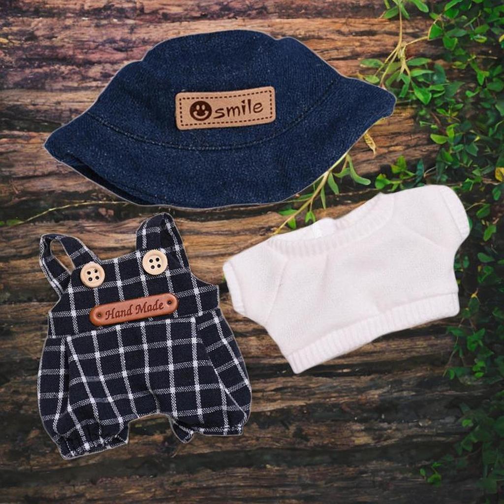 Комбинезон для плюшевой куклы Labubu, реквизит для фотосъемки, подарки на день рождения, штаны для куклы-девочки ростом 17 см, футболка, штаны, шляпа