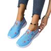Plus Size Women's Shoes Spring Breathable Sports Casual Shoes Rhinestones Rainbow Shiny Fly Knitted Shoes Platform Running Shoes Women