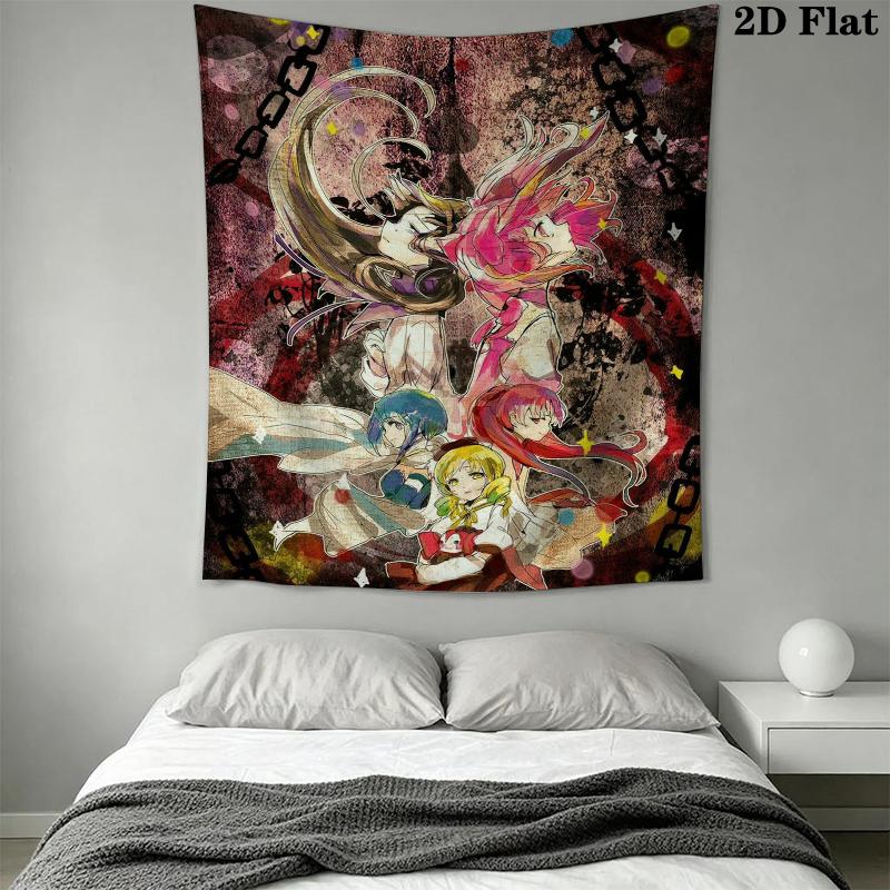 Puella Magi Madoka Magica Wall Tapestry Aesthetic Wall Hanging Printed Fabric Blanket Decorative Tapestries for Bedroom Living Room Home Decor