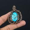 Tibetan Turquoise Pendant, 999 Copper Wire Wrapped Gemstone Jewelry, Handmade Pendant, For Thanksgiving
