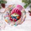 1pc Kinetic Wind Chime Metal Wall Hanging Decor with Easter Gnome Reading 3D Design Vibrant Stripes Pine Cones for Outdoor Porch Balcony