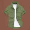 Мужская повседневная свободная рубашка с короткими рукавами, новая, большого размера, однотонная, средне-зеленая, летняя рабочая рубашка с карманом сверху