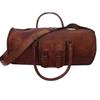 Men's Brown Vintage Round Goat Leather Travel Luggage Duffle Gym Bags Tote New