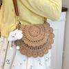 Woven Bag Women's Summer Knitted Messenger Bag Women's Casual Versatile Saddle Bag Seaside Vacation Straw Shoulder Bag