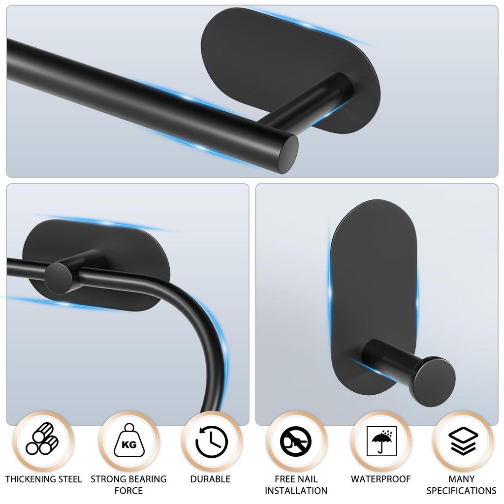 Комплект фурнитуры для ванной из нержавеющей стали, держатель для полотенец без сверления, самоклеящийся держатель для туалетной бумаги, крючок для халата, аксессуары для ванной комнаты