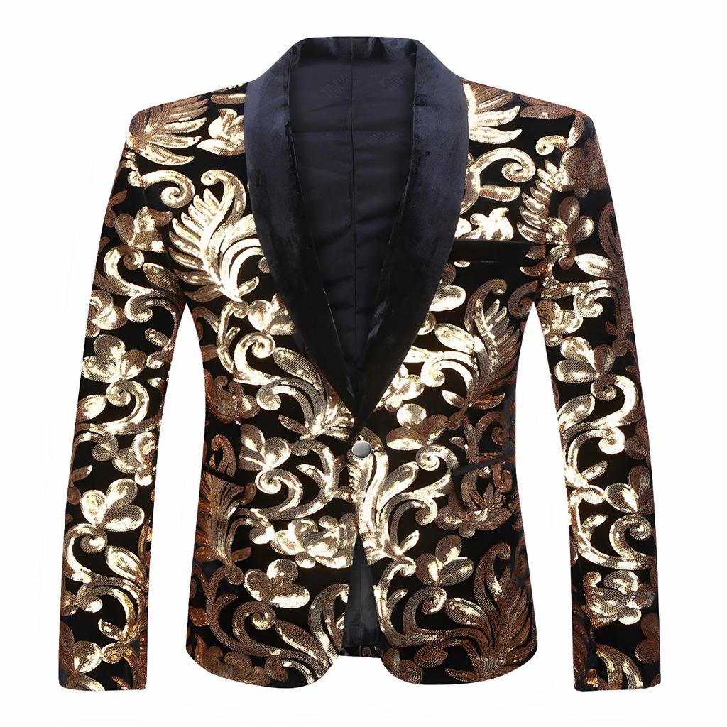 Детские Модные Пиджаки Блейзеры с Золотыми Блестящими Пайетками и Цветочным Узором