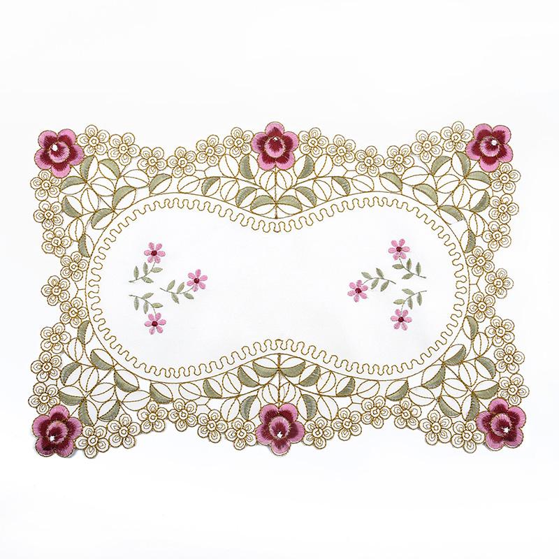 Tablecloth Embroidered Table Runner Gauze Flower Translucent Floral Lace Decor