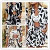 Summer Fashion Color Matching Printing Suit Loose Casual Shirt Shorts Two-piece Suit