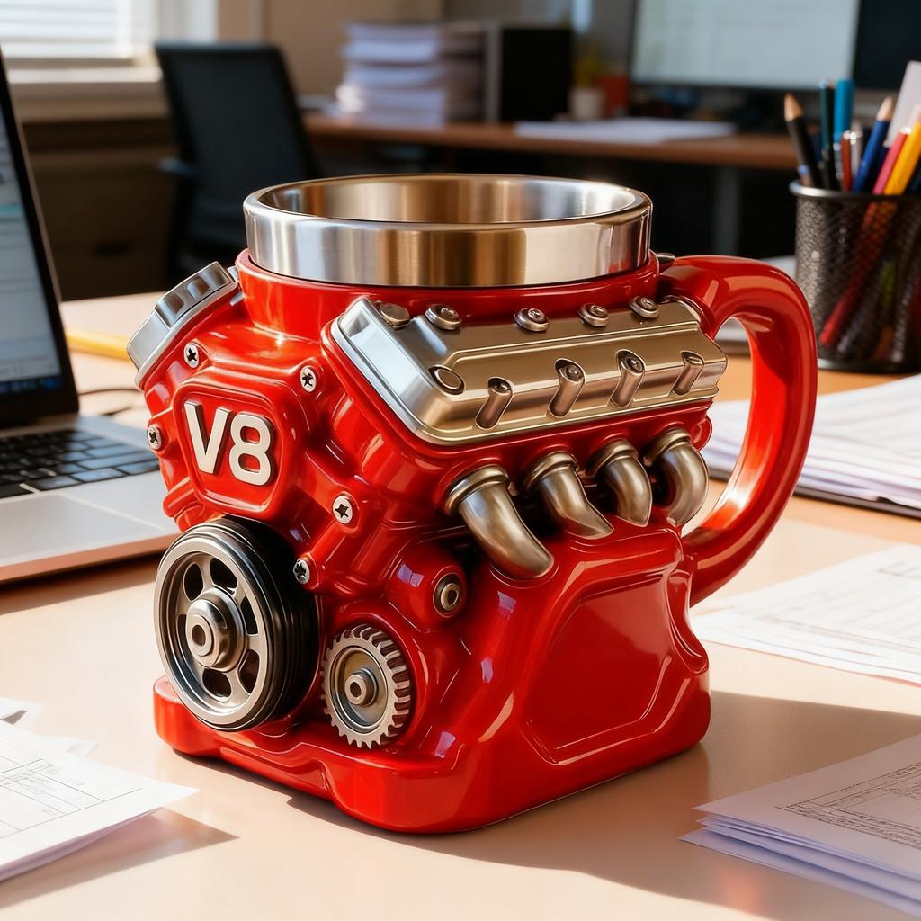 Новая механическая кружка V8, кружка-двигатель, кофейная, пивная, персонализированная кружка для воды, смола, нержавеющая сталь
