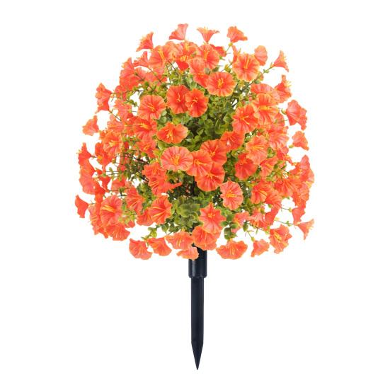 Faux Morning Glory Flowers Artificial Morning Glory Bush with Ground Spike Realistic Fake Greenery Shrubs for Farmhouse Porch Patio Decoration