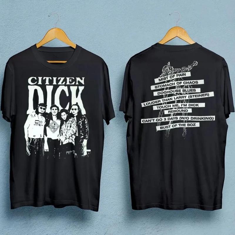 Американская винтажная футболка мужская с двусторонним принтом, тур группы Citizen Dick, летняя новинка, уличная одежда, мужская и женская футболка