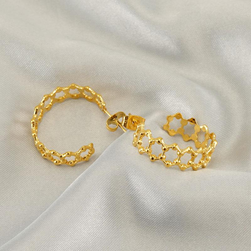 Geometric Fashion Stainless Steel Hollow Earrings Design Sense Niche Versatile Earrings