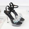 Woman Transparent Super High Heel Summer Female Waterproof Water Drill Sexy Fairy Stiletto Sandals 15cm Heel 5cm Platfrom LFD