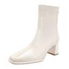 White French small short boots women's spring and autumn single boots 2025 autumn and winter new women's thin boots thick heel square head high heel b