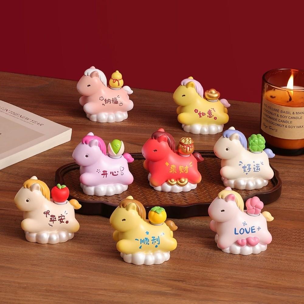 Chinese Style Horse Figurine Resin Zodiac Horse Ornaments Horse Miniature Car Decoratio