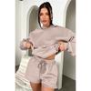 Autumn and Winter Solid Color Long Sleeved Hooded Sweatshirt Women's Two-piece Set Fashionable Casual Shorts Set