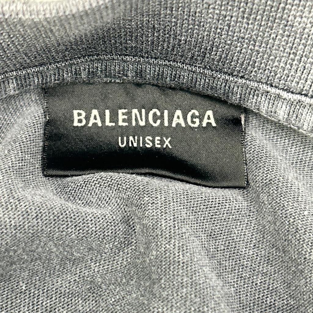BALENCIAGA 796917 Back Logo Damaged Long Sleeve T-Shirt tops 2 grayUsed