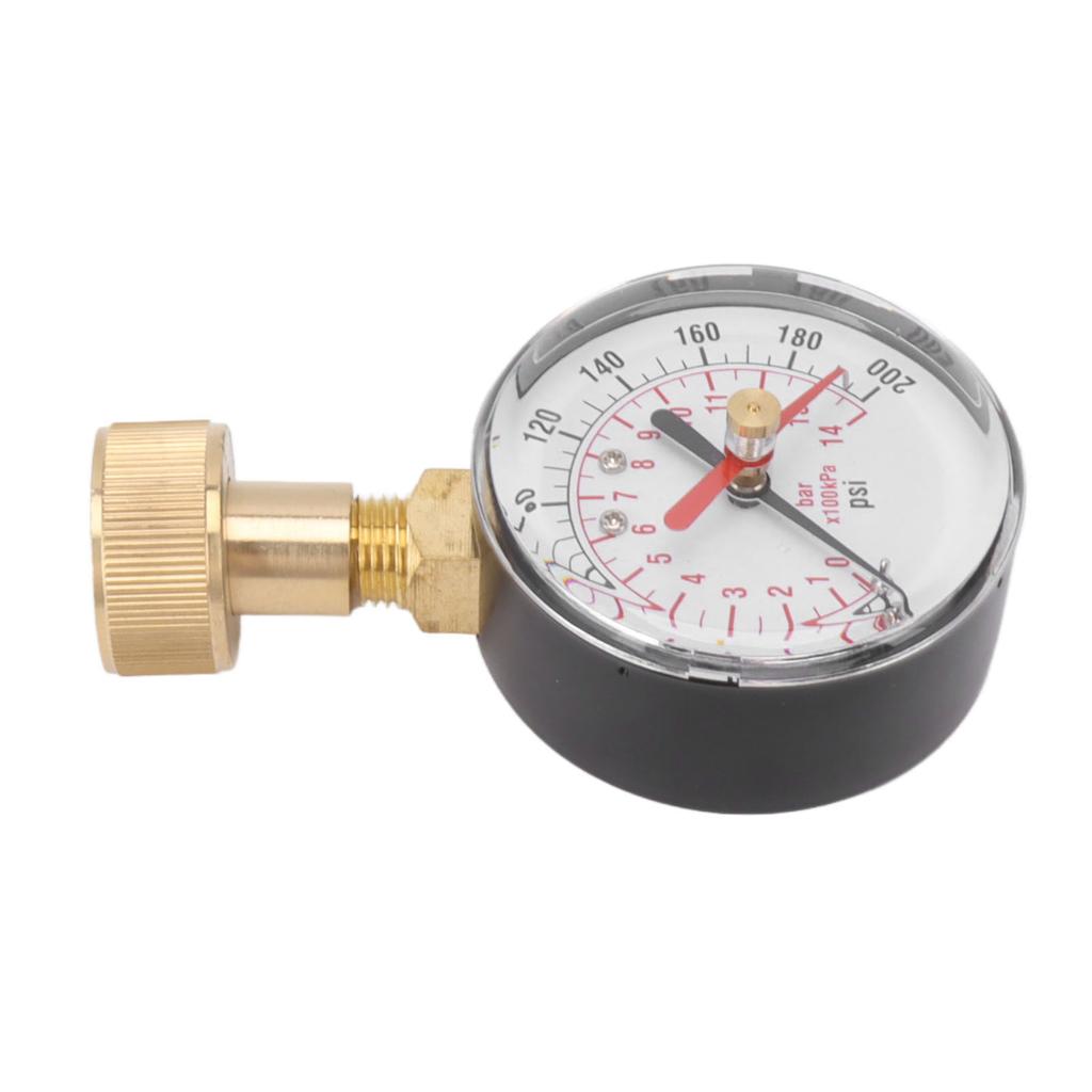 Water Pressure Gauge Aluminum Alloy Iron 0 To 200Psi Universal Water Pressure Test Gauge with 3 4 Female Hose Thread