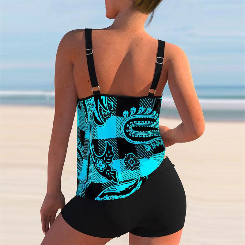 Женские модные многослойные купальники на бретельках с принтом